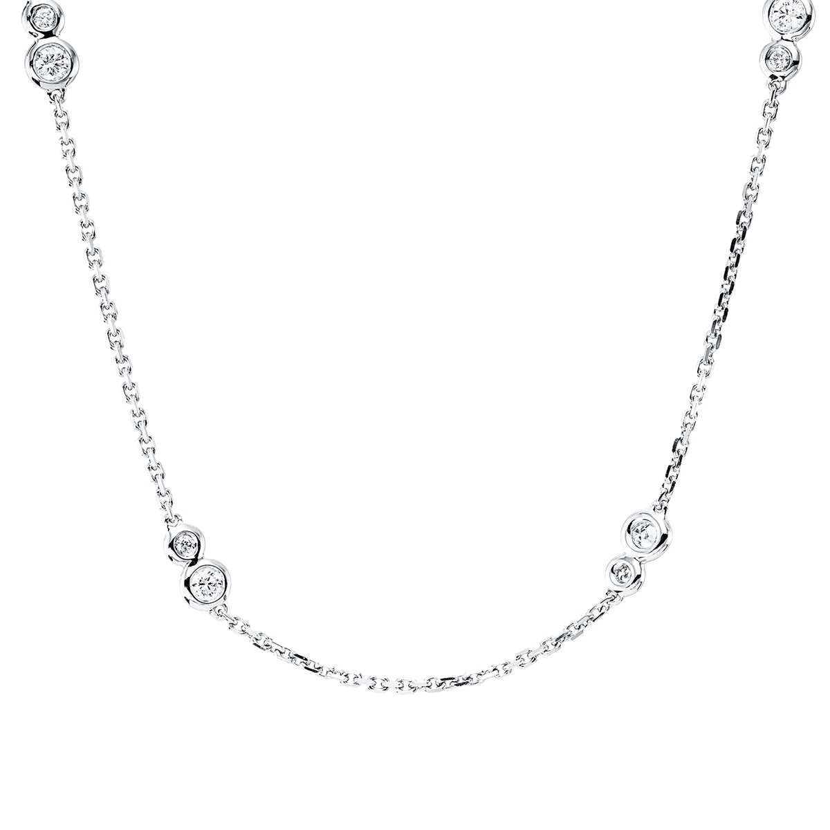diamond full cut  modern woman necklace in white gold