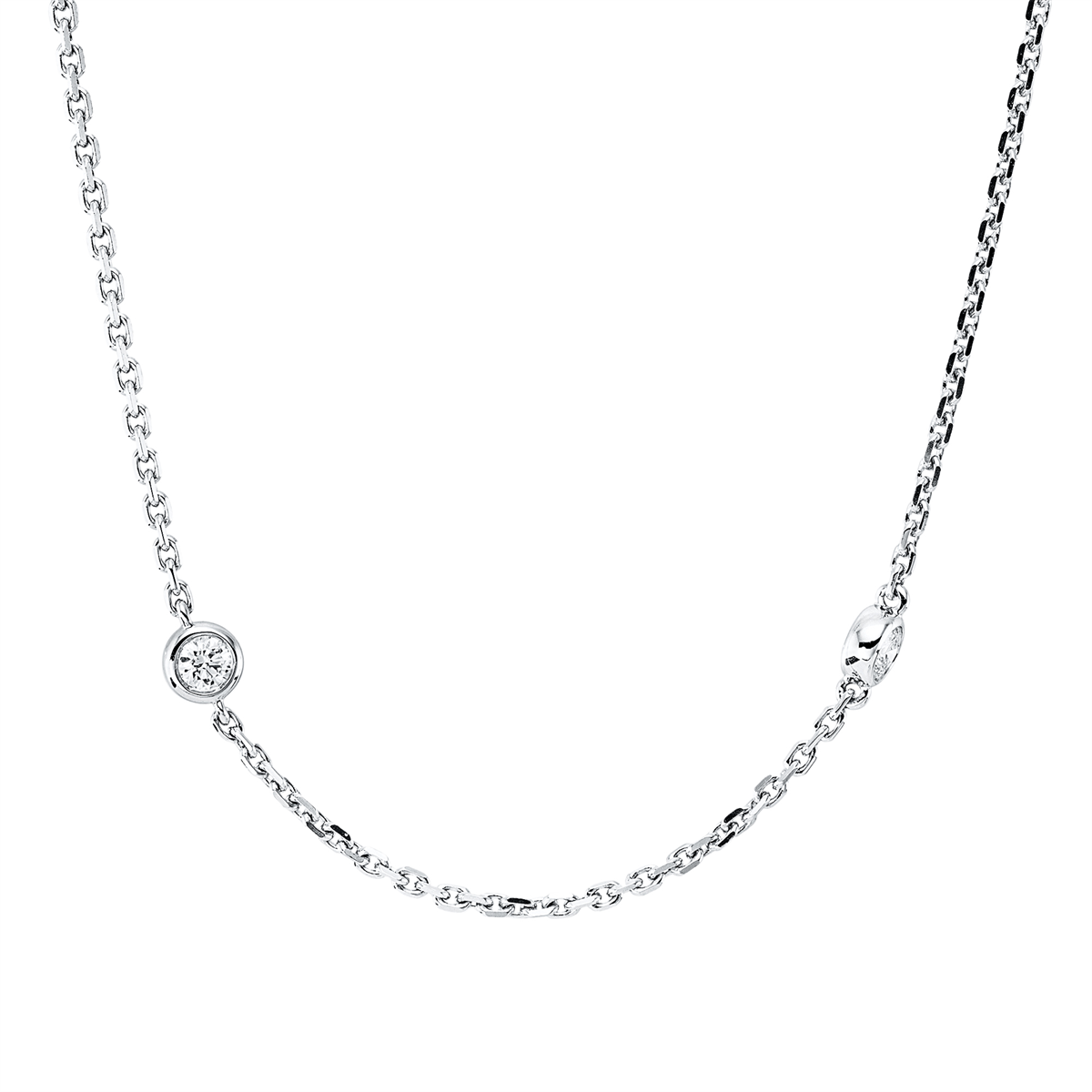 diamond full cut  modern woman necklace in white gold
