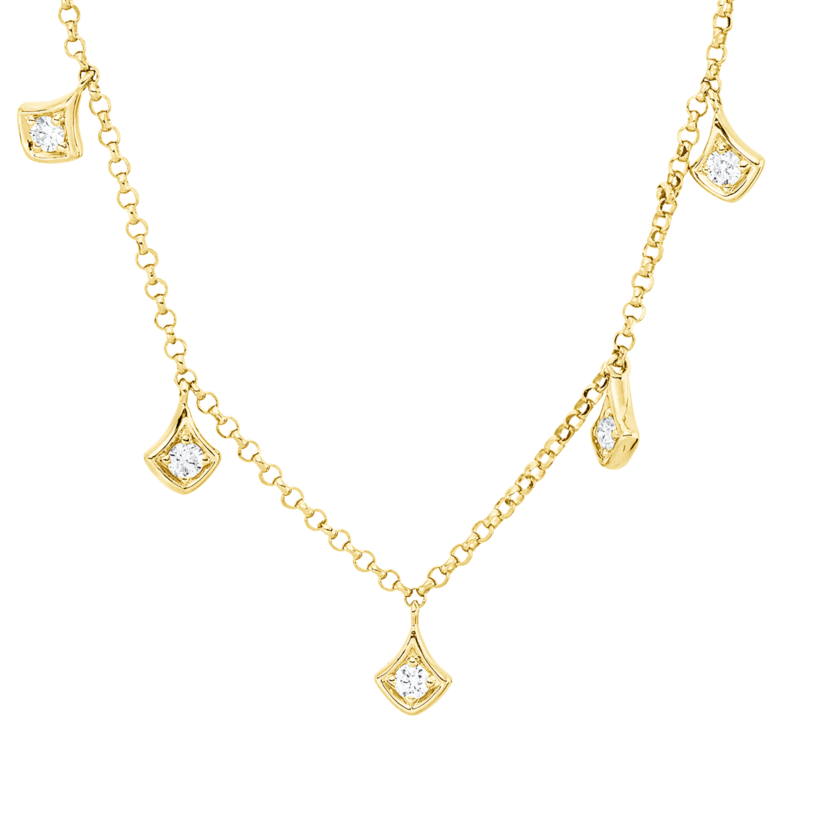 diamond full cut  modern woman necklace in yellow gold