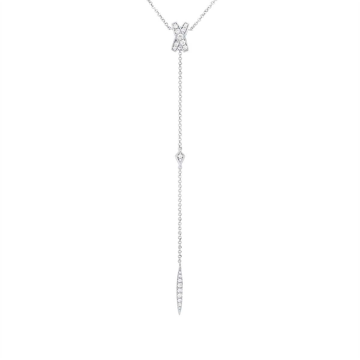 diamond full cut  modern woman necklace in white gold