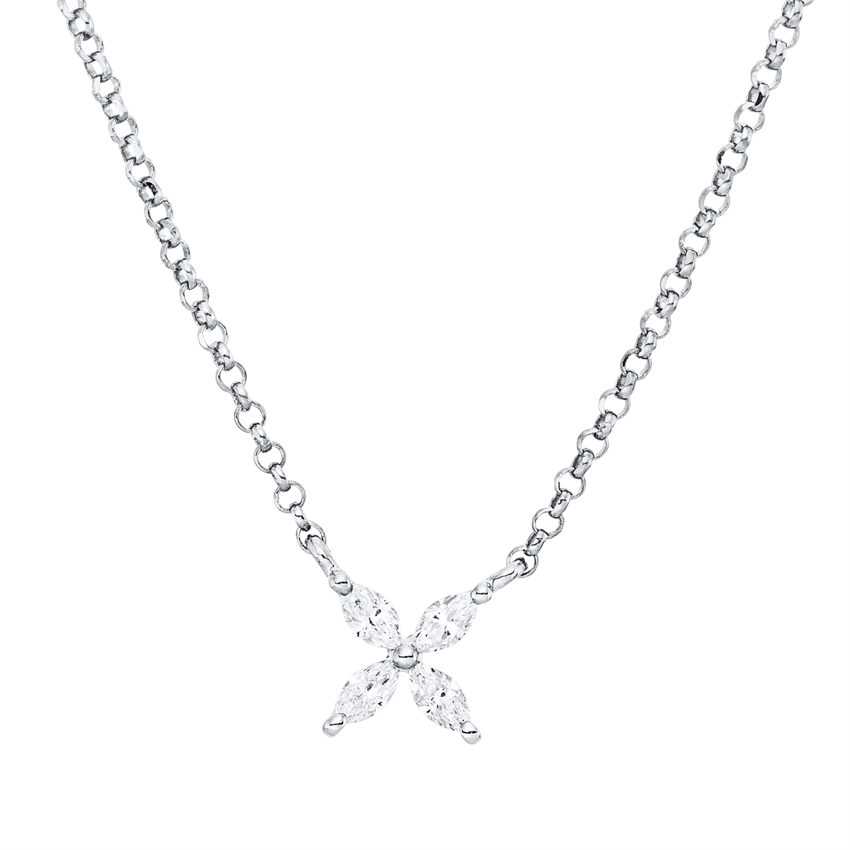 marquise  modern woman necklace in white gold