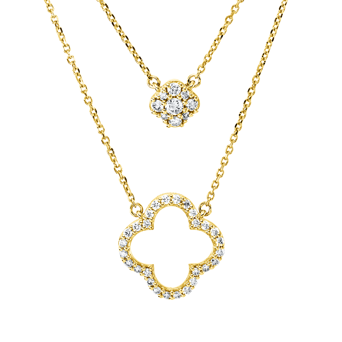 diamond full cut  modern woman necklace in yellow gold