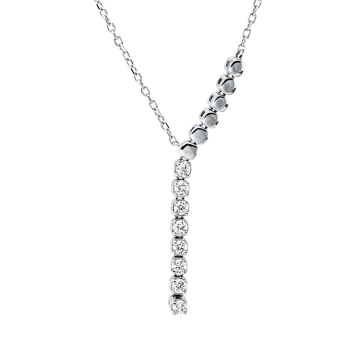 diamond full cut  modern woman necklace in white gold