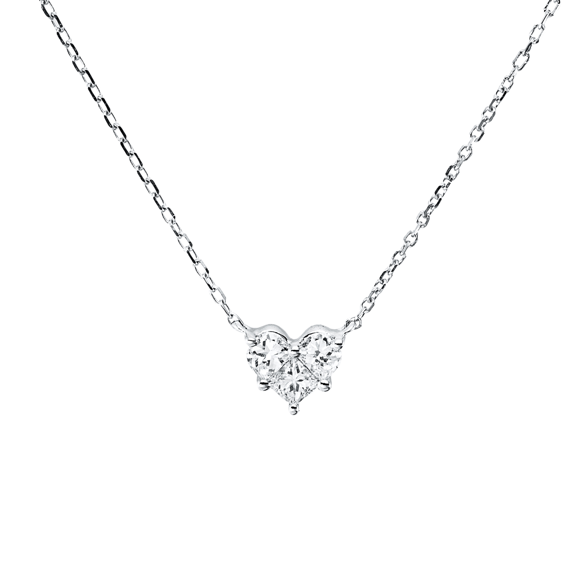 fantasy-cut  heart necklace in white gold