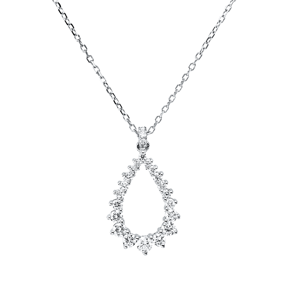 diamond full cut  modern woman necklace in white gold
