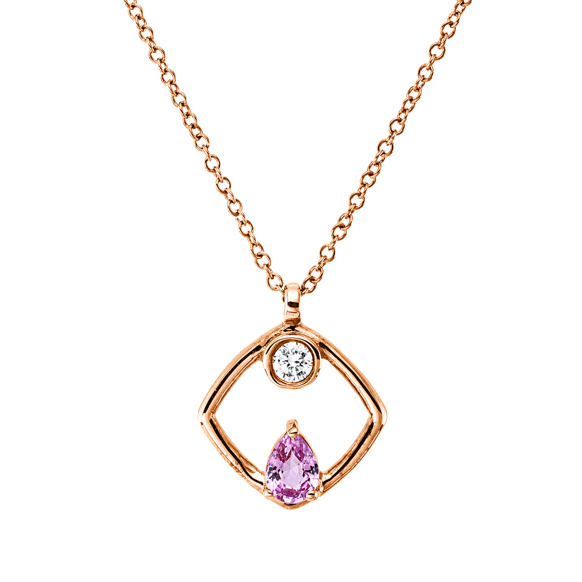 diamond full cut sapphire colored stone classic necklace in red gold