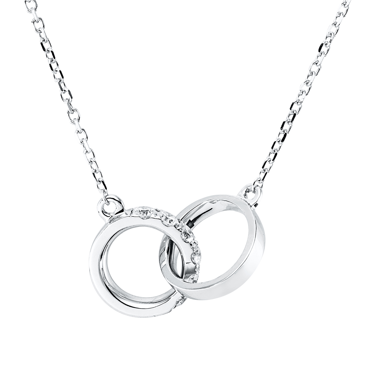 diamond full cut  modern woman necklace in white gold