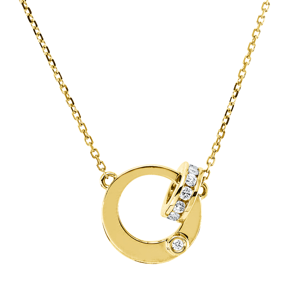 diamond full cut  modern woman necklace in yellow gold