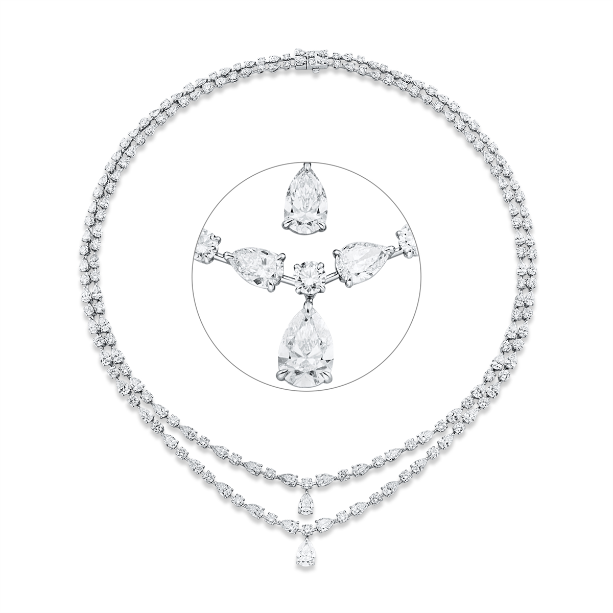 diamond full cut  exclusive necklace in white gold
