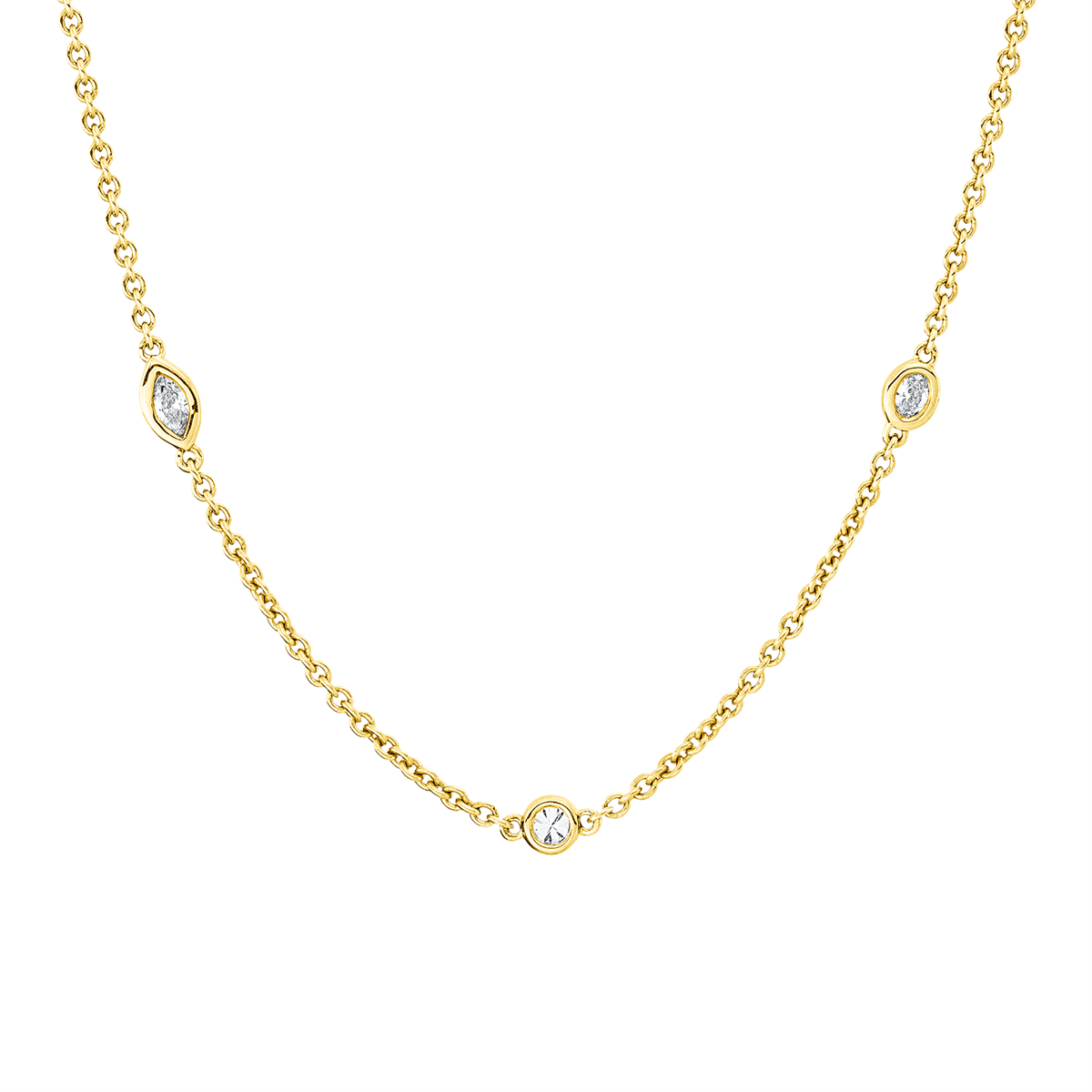 diamond full cut  modern woman necklace in yellow gold