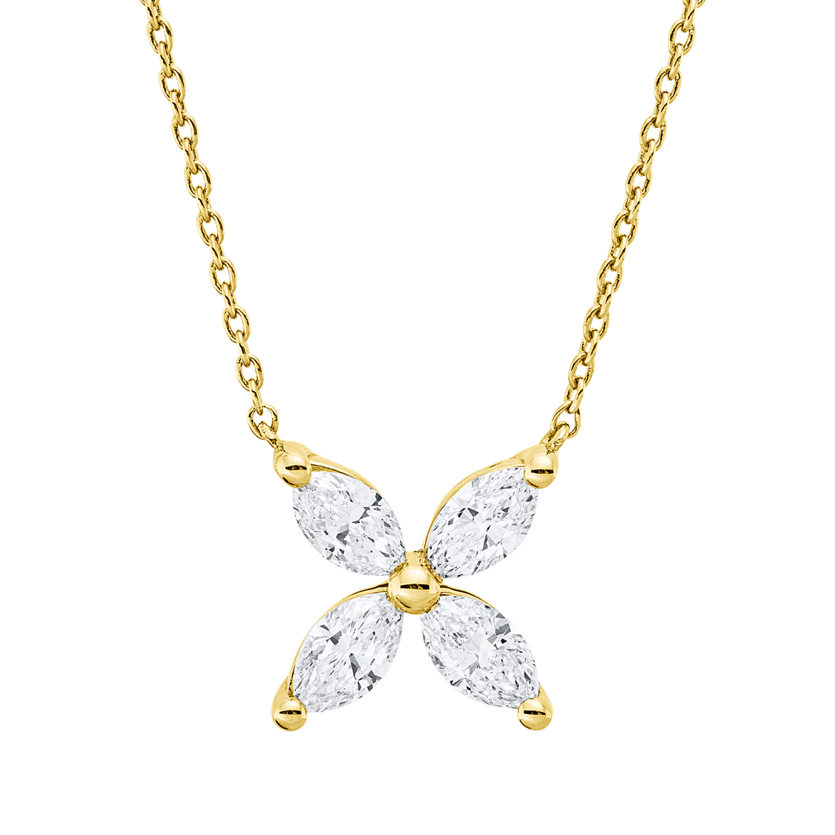 marquise  modern woman necklace in yellow gold