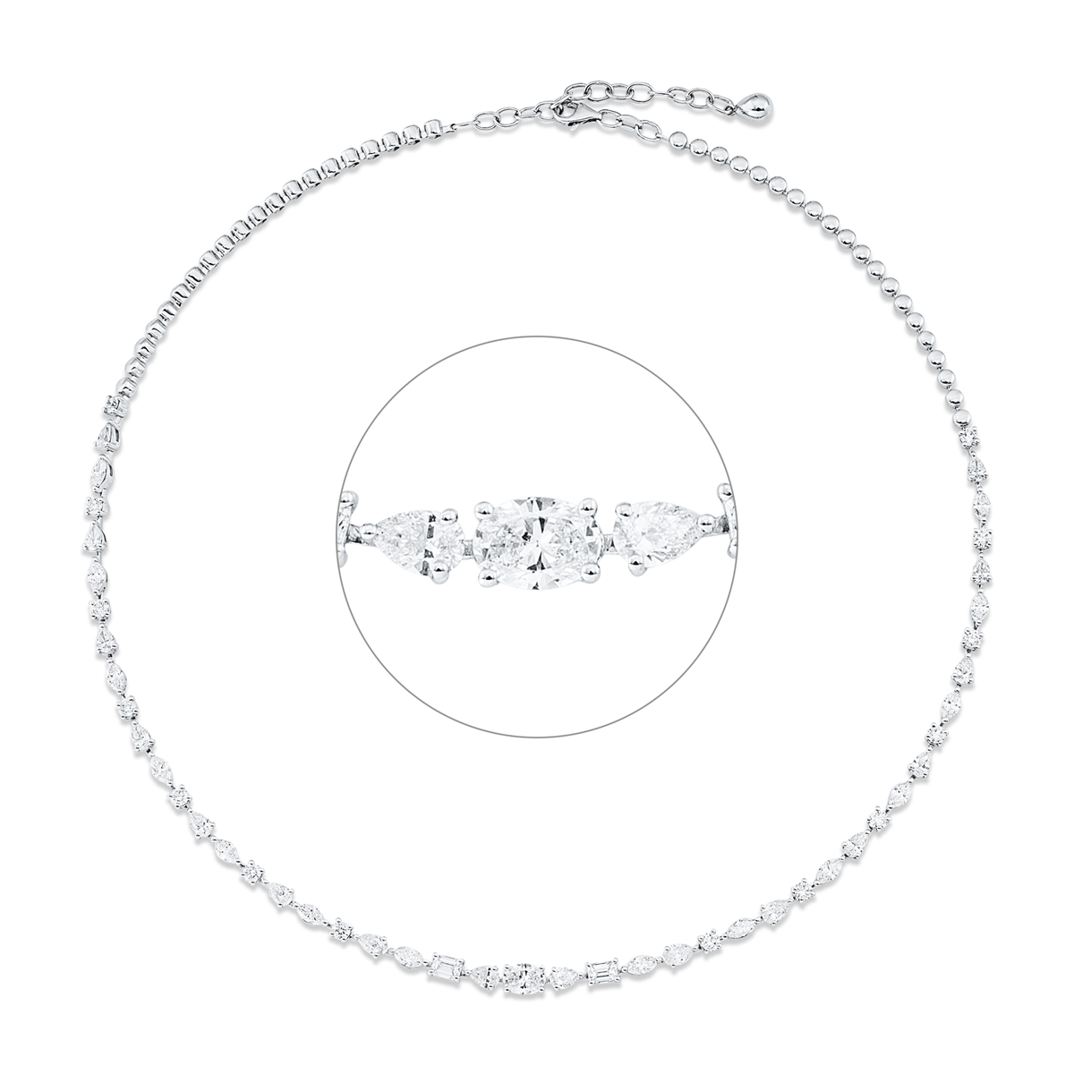 diamond full cut  exclusive necklace in white gold