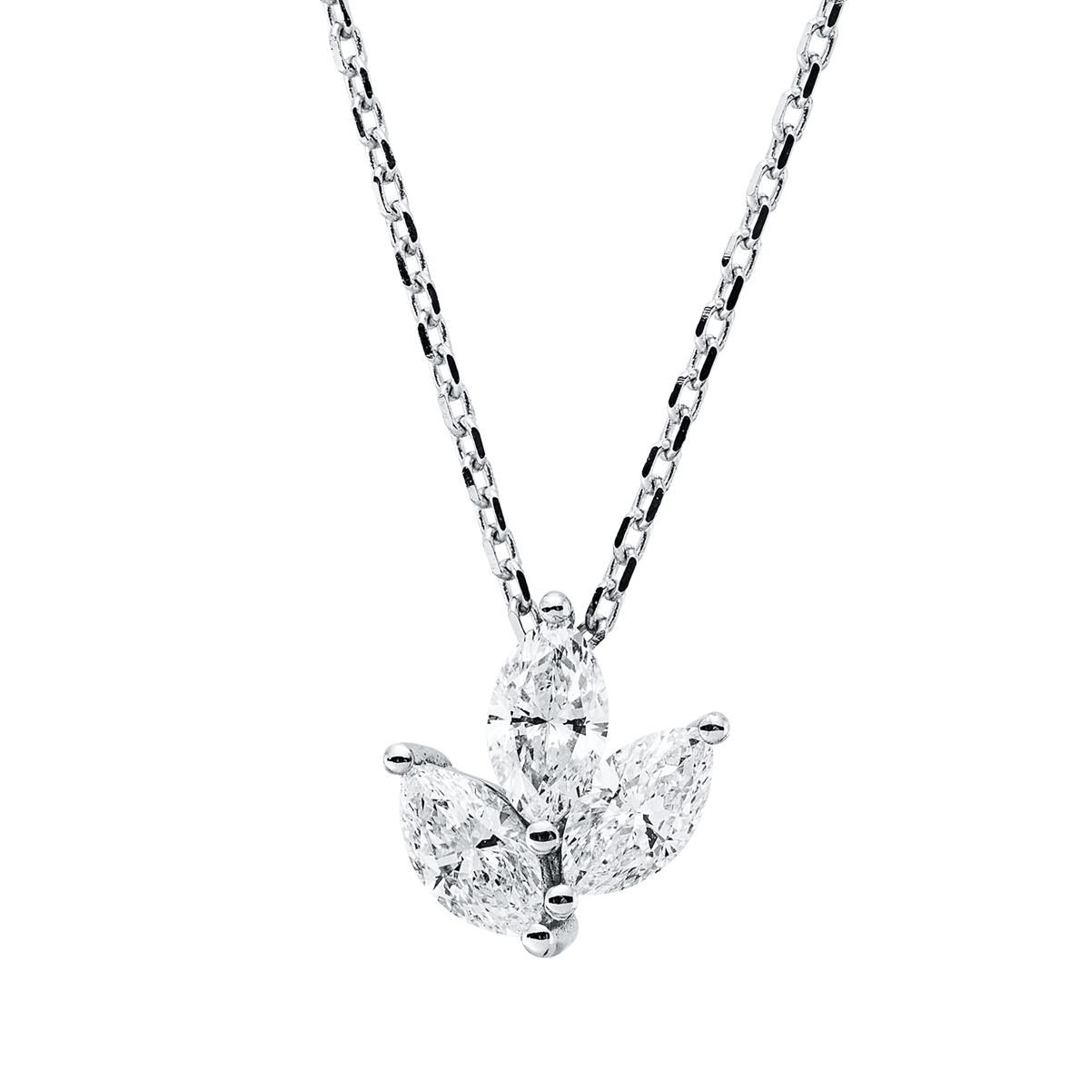 marquise  modern woman necklace in white gold
