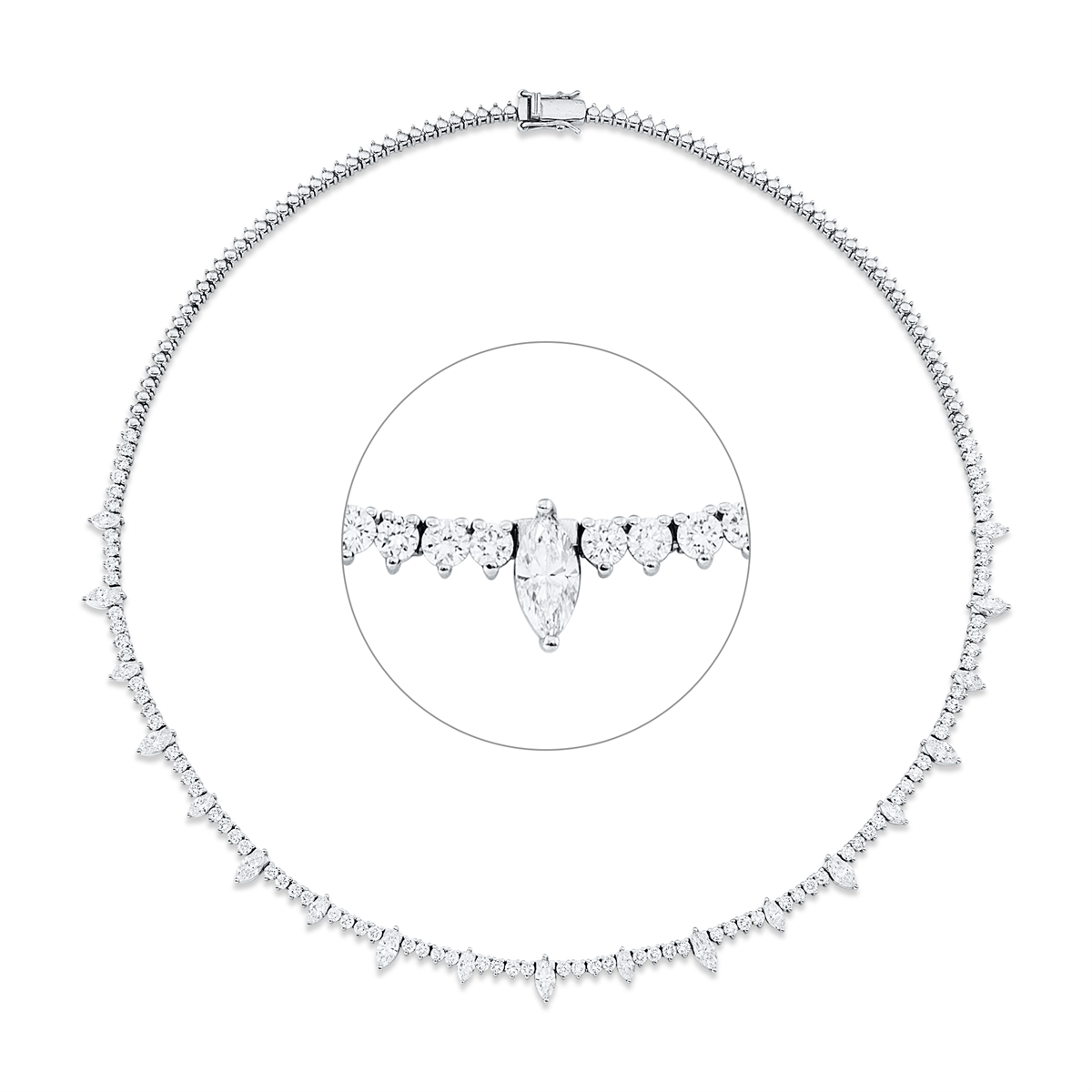 diamond full cut  exclusive necklace in white gold