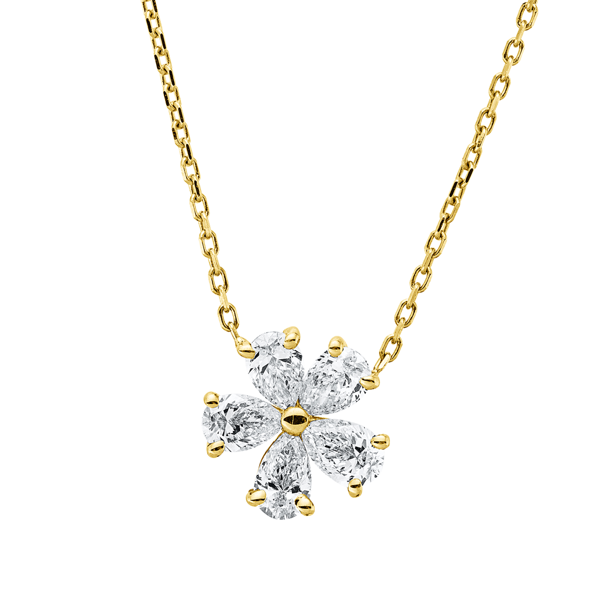 pear shape  modern woman necklace in yellow gold