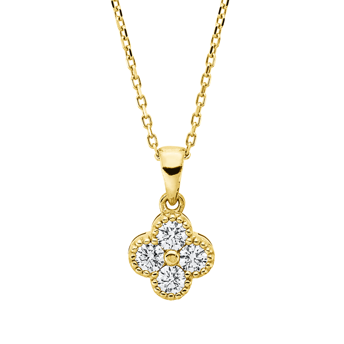 diamond full cut  illusion classic necklace in yellow gold