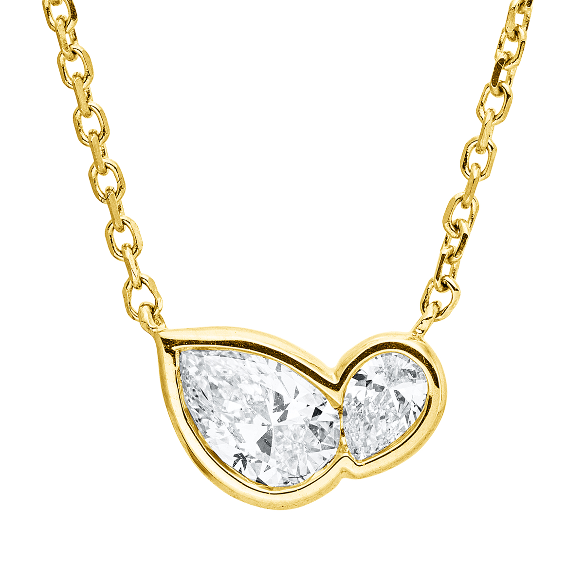 pear shape  modern woman necklace in yellow gold
