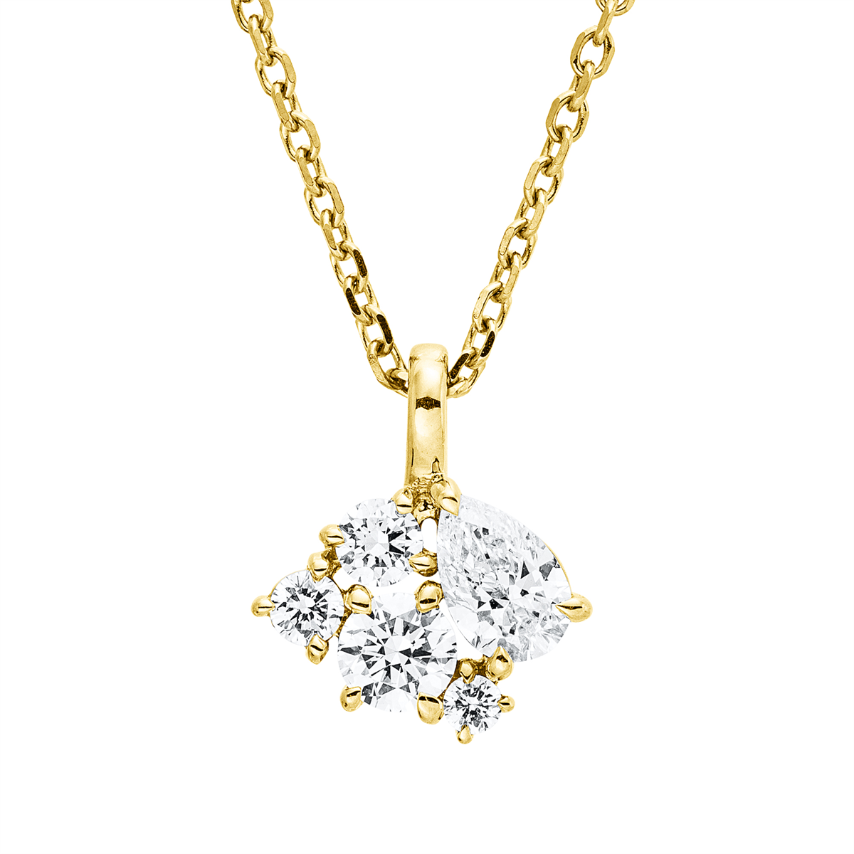 diamond full cut  modern woman necklace in yellow gold