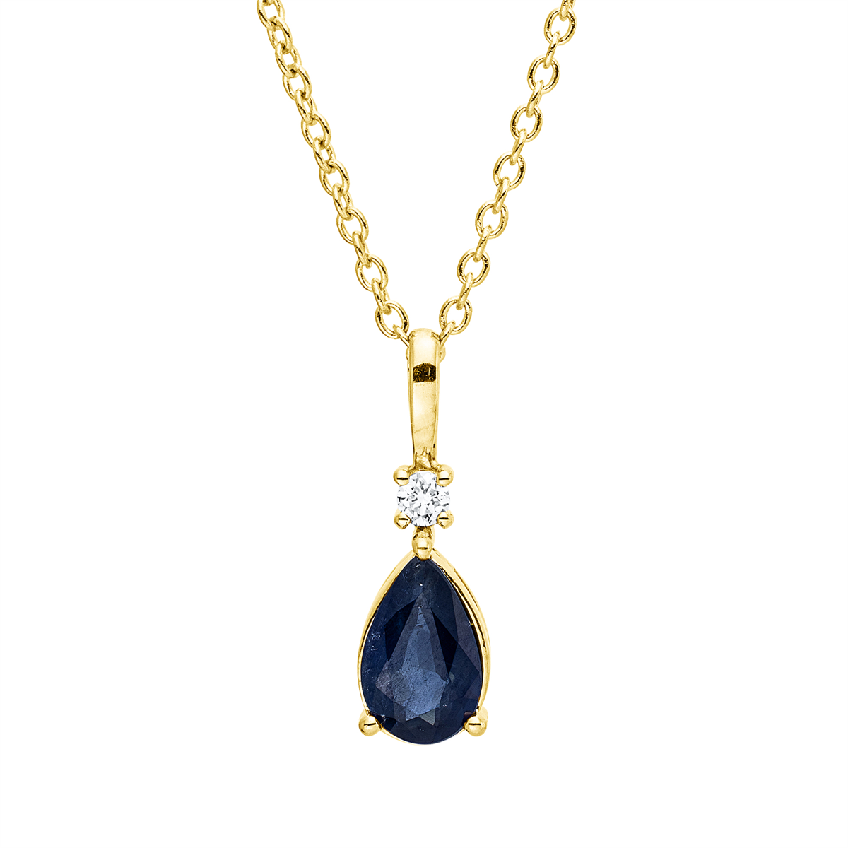 diamond full cut sapphire colored stone classic necklace in yellow gold