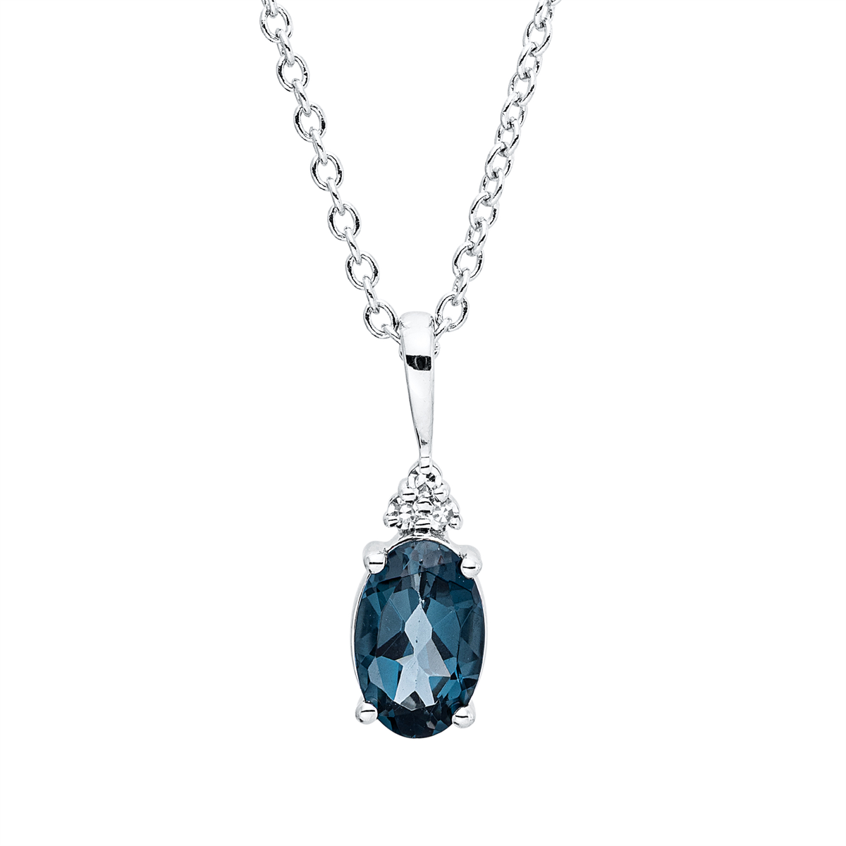 diamond full cut topaz colored stone fashion necklace in white gold