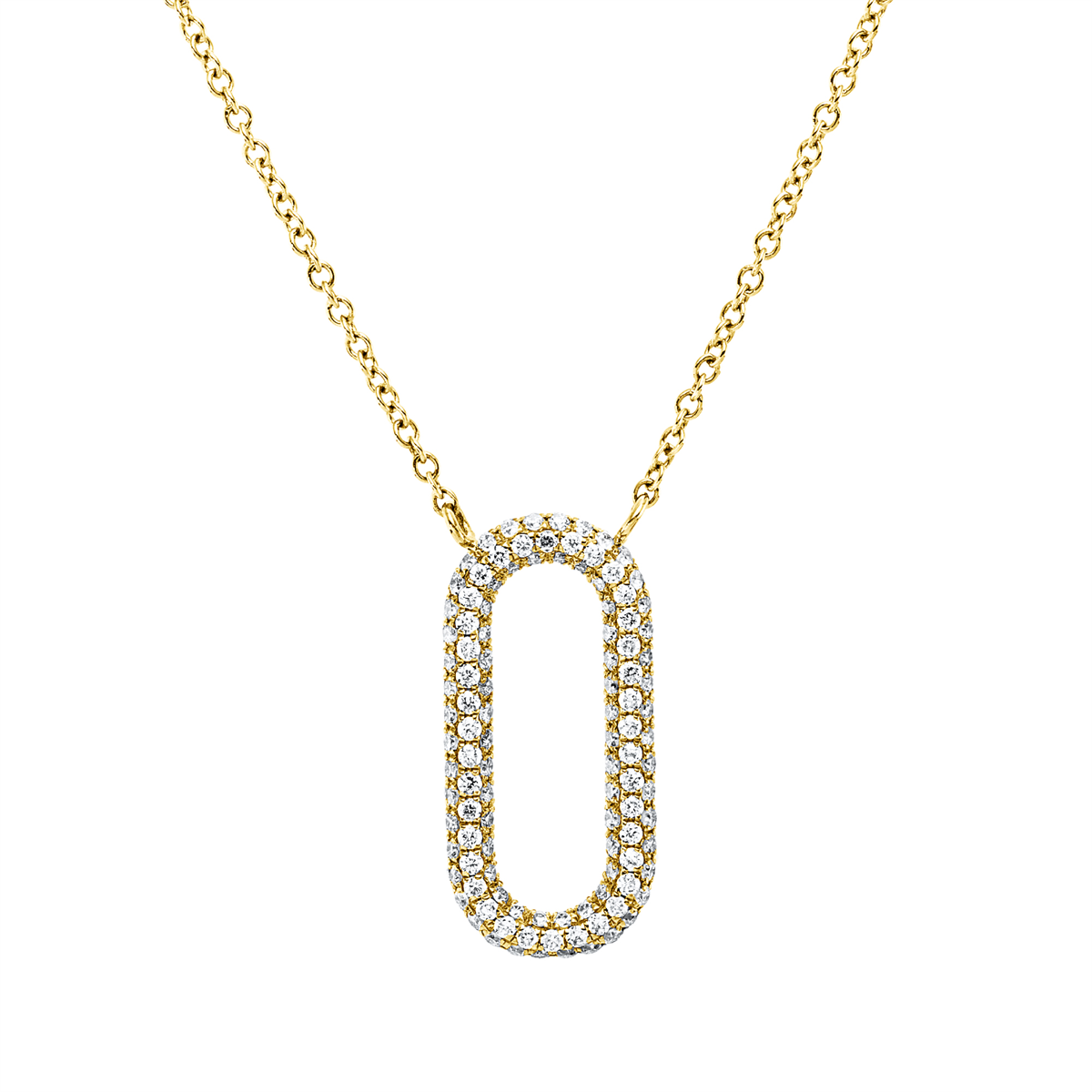 diamond full cut  modern woman necklace in yellow gold