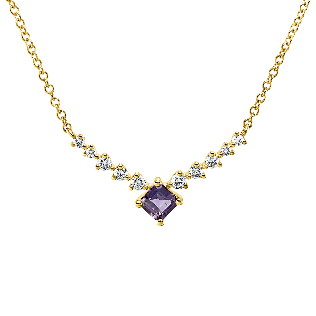 diamond full cut sapphire colored stone classic necklace in yellow gold
