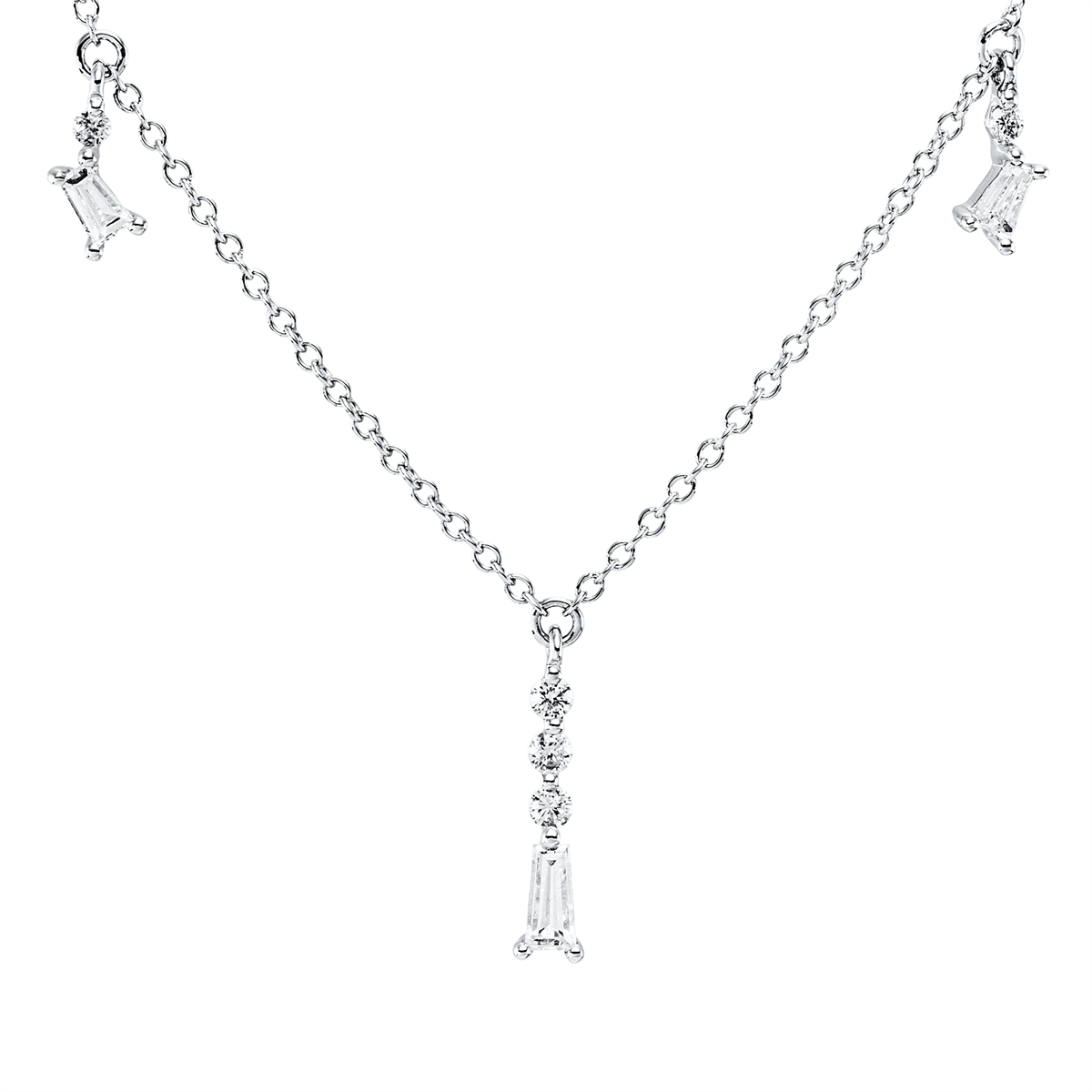 diamond full cut  modern woman necklace in white gold