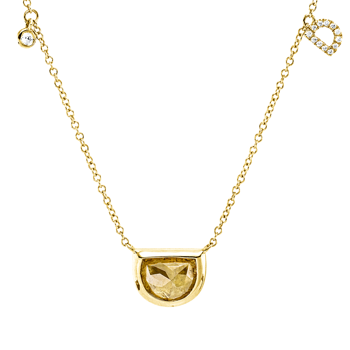 diamond full cut  modern woman necklace in yellow gold