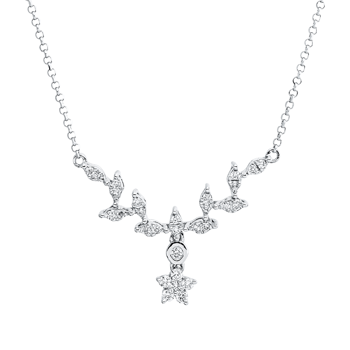diamond full cut  modern woman necklace in white gold