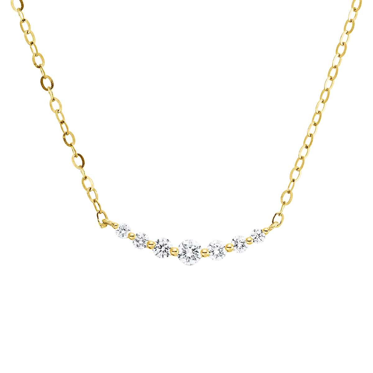 diamond full cut  multi-stone necklace in yellow gold