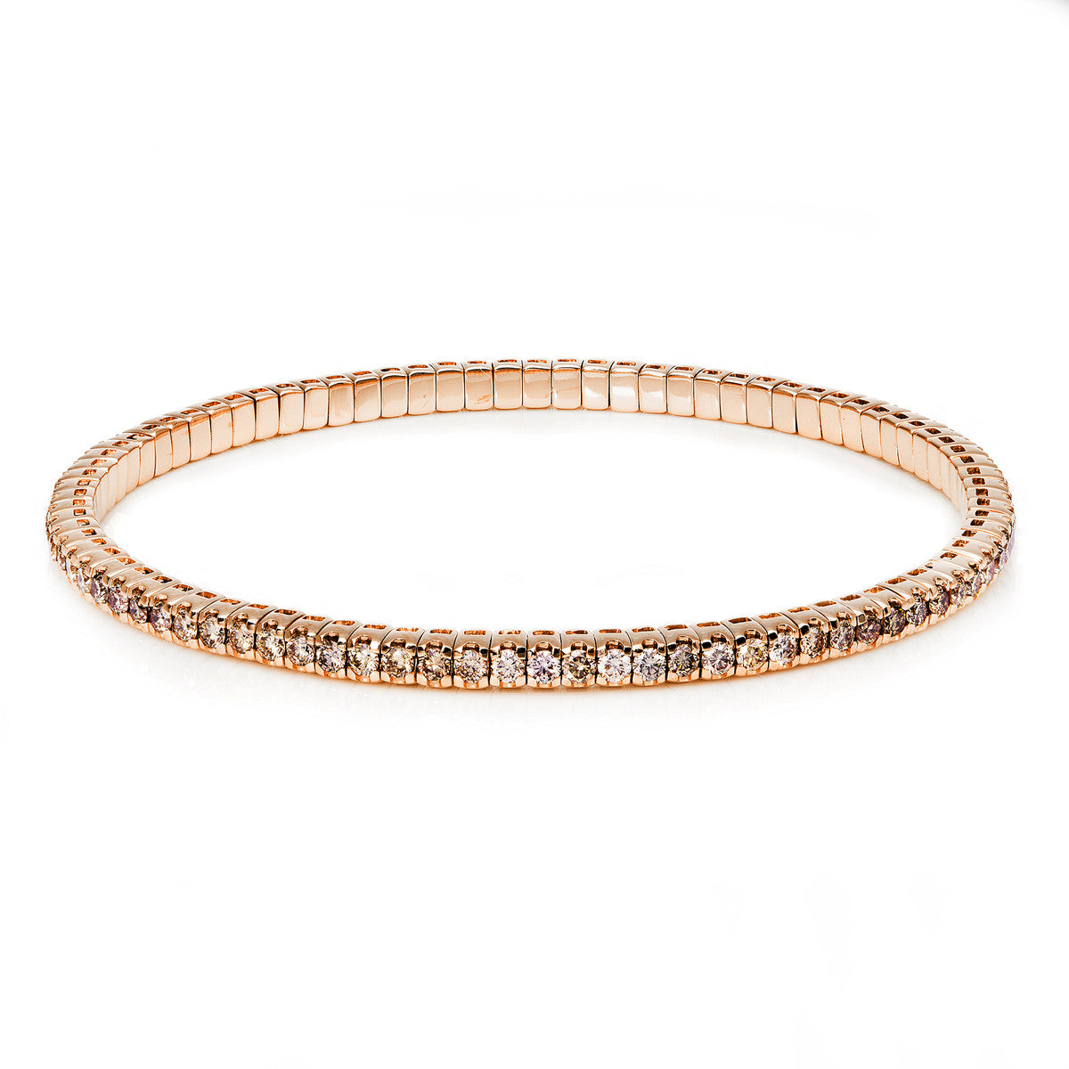 diamond full cut  flex bracelet in red gold