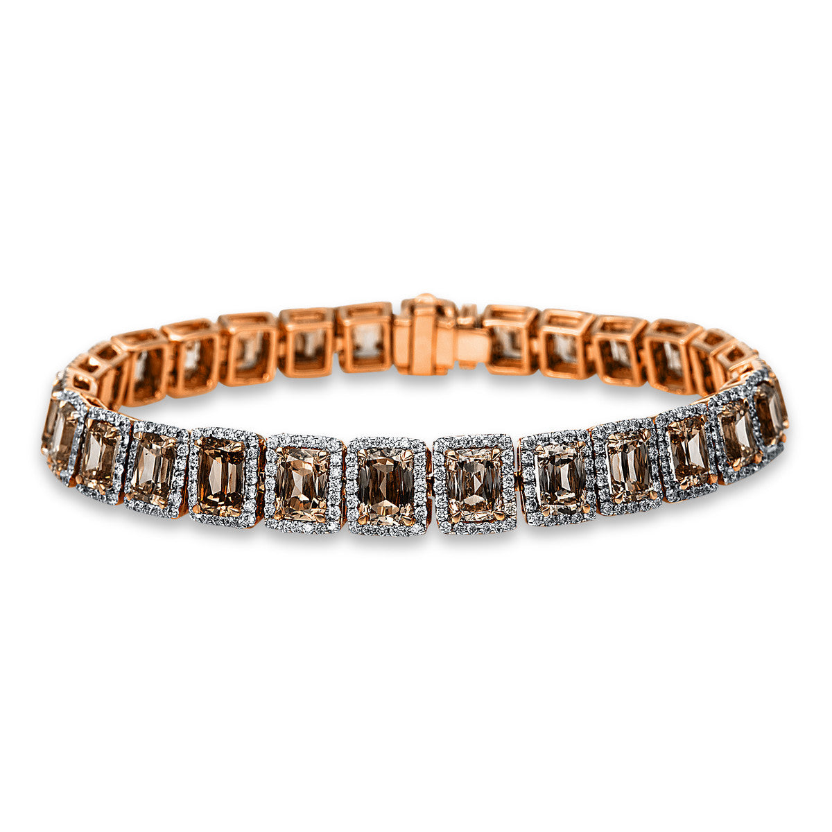 diamond full cut  multi-stone bracelet in red gold
