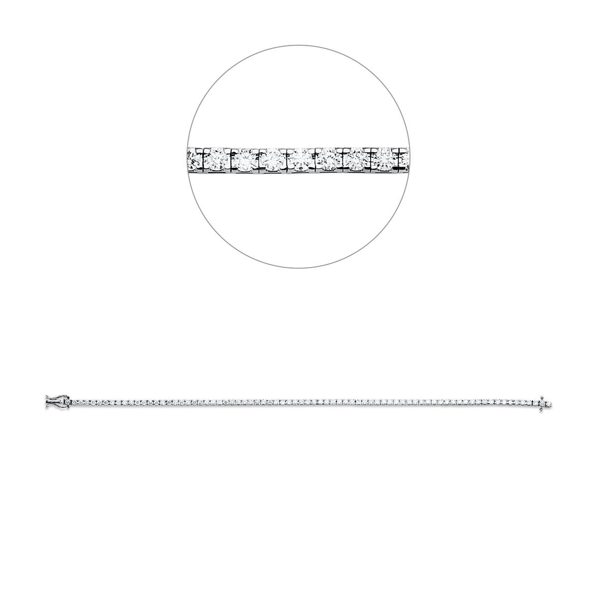 diamond full cut  tennis bracelet bracelet in white gold