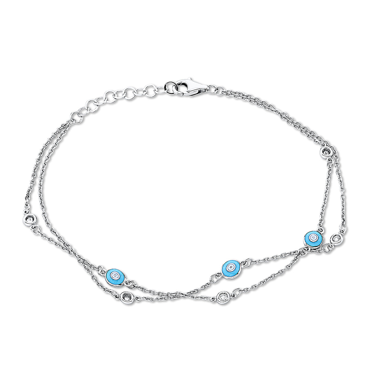 diamond full cut enamel symbol bracelet in white gold