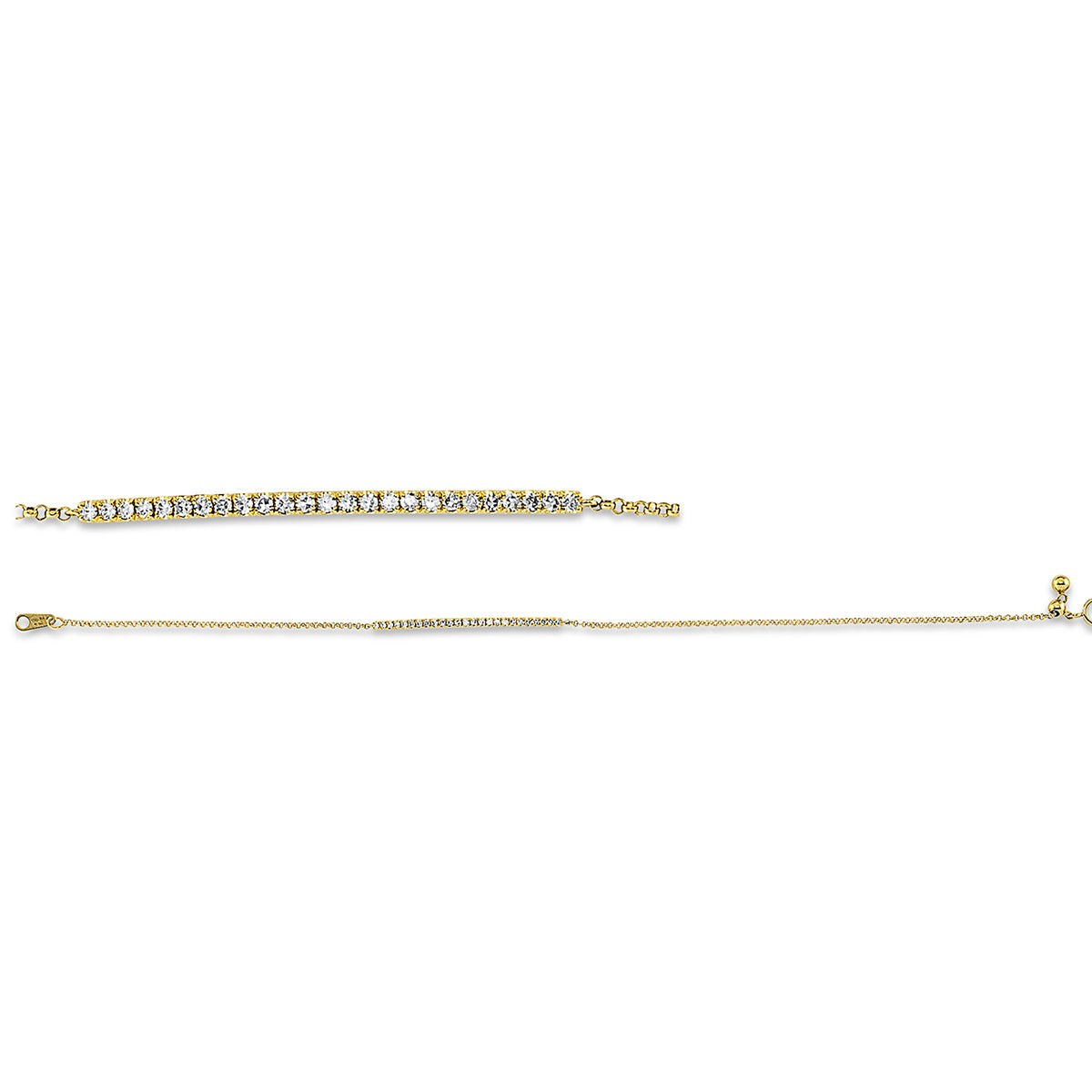 diamond single cut  modern woman bracelet in yellow gold
