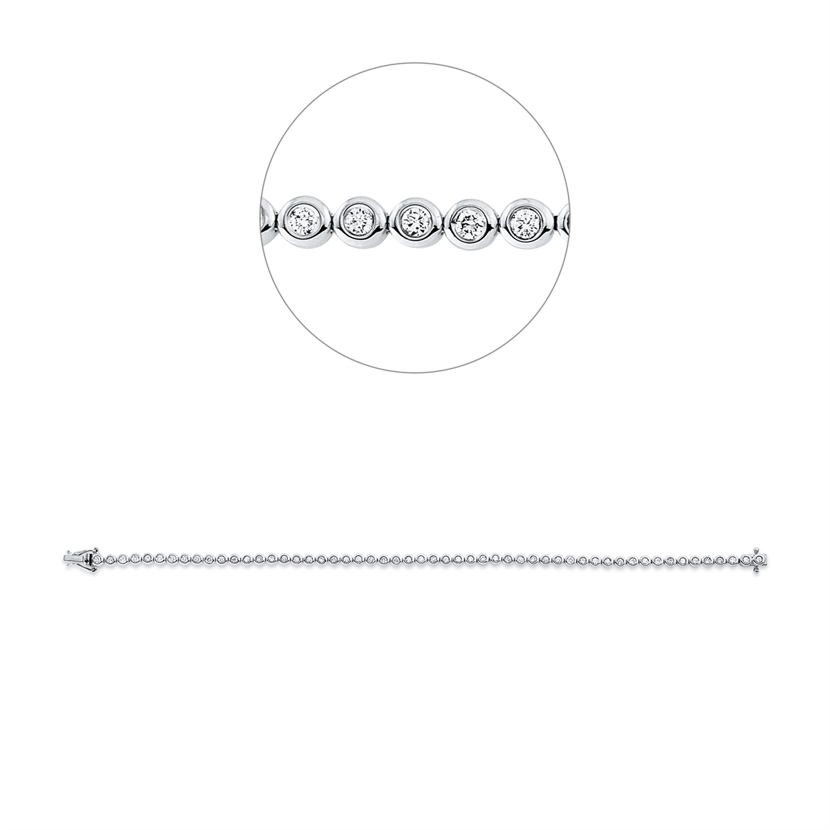 diamond full cut  tennis bracelet bracelet in white gold