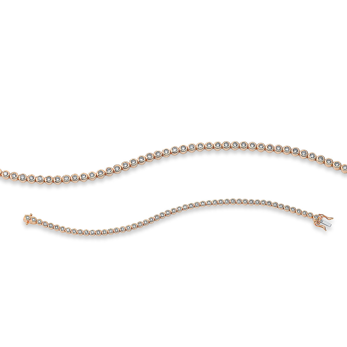 diamond full cut  tennis bracelet bracelet in red gold