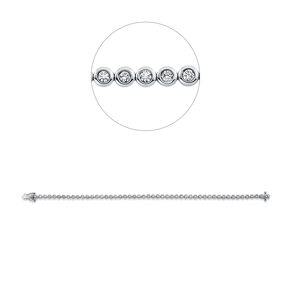 diamond full cut  tennis bracelet bracelet in white gold