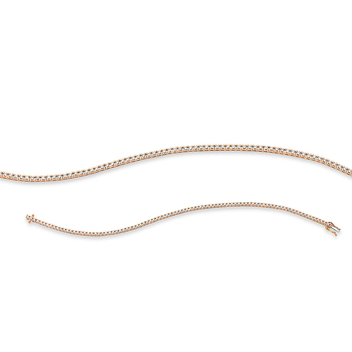 diamond full cut  tennis bracelet bracelet in red gold