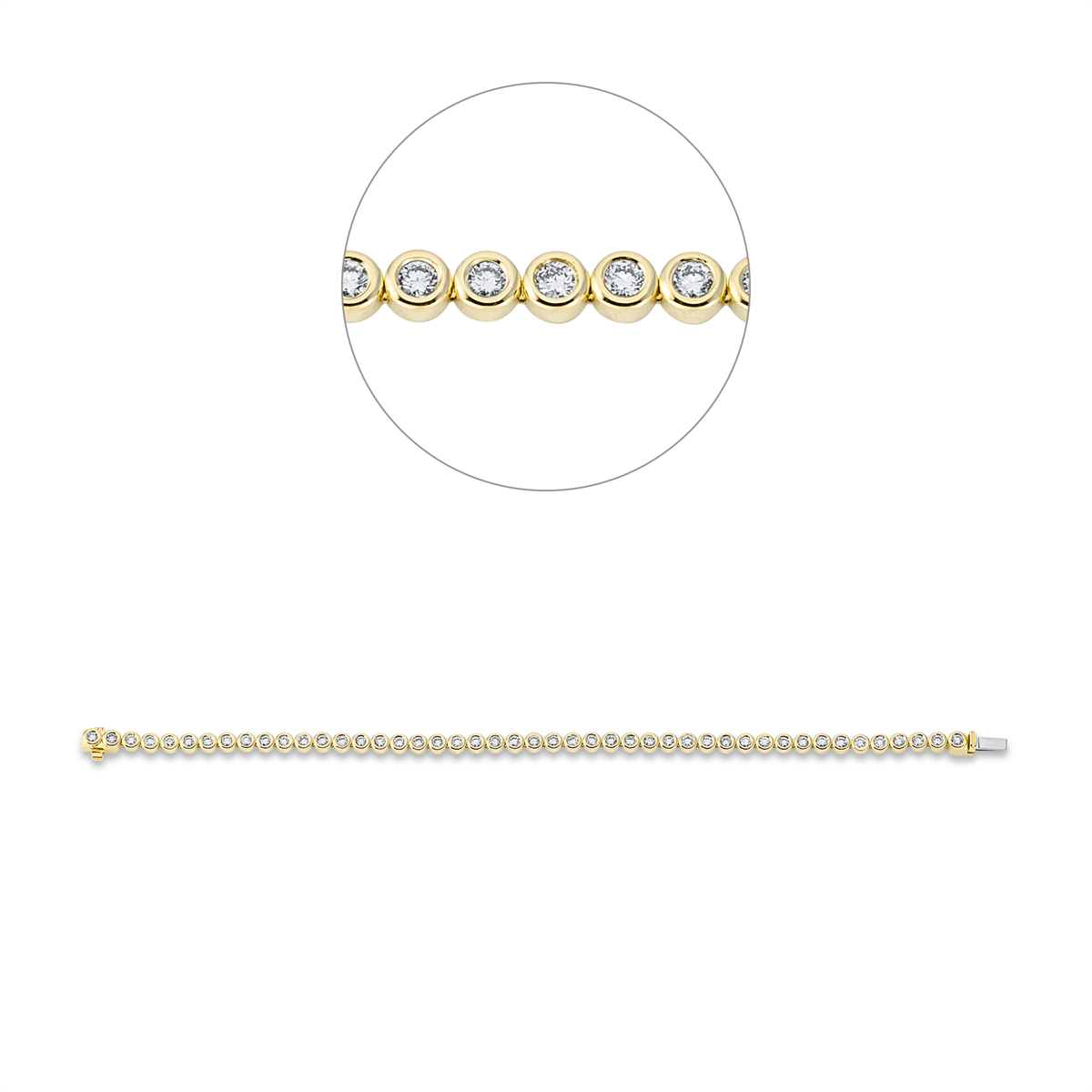 diamond full cut  tennis bracelet bracelet in yellow gold