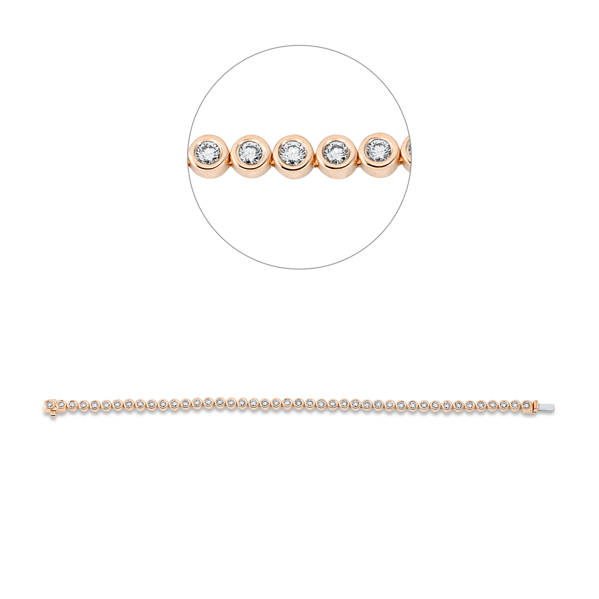 diamond full cut  tennis bracelet bracelet in red gold