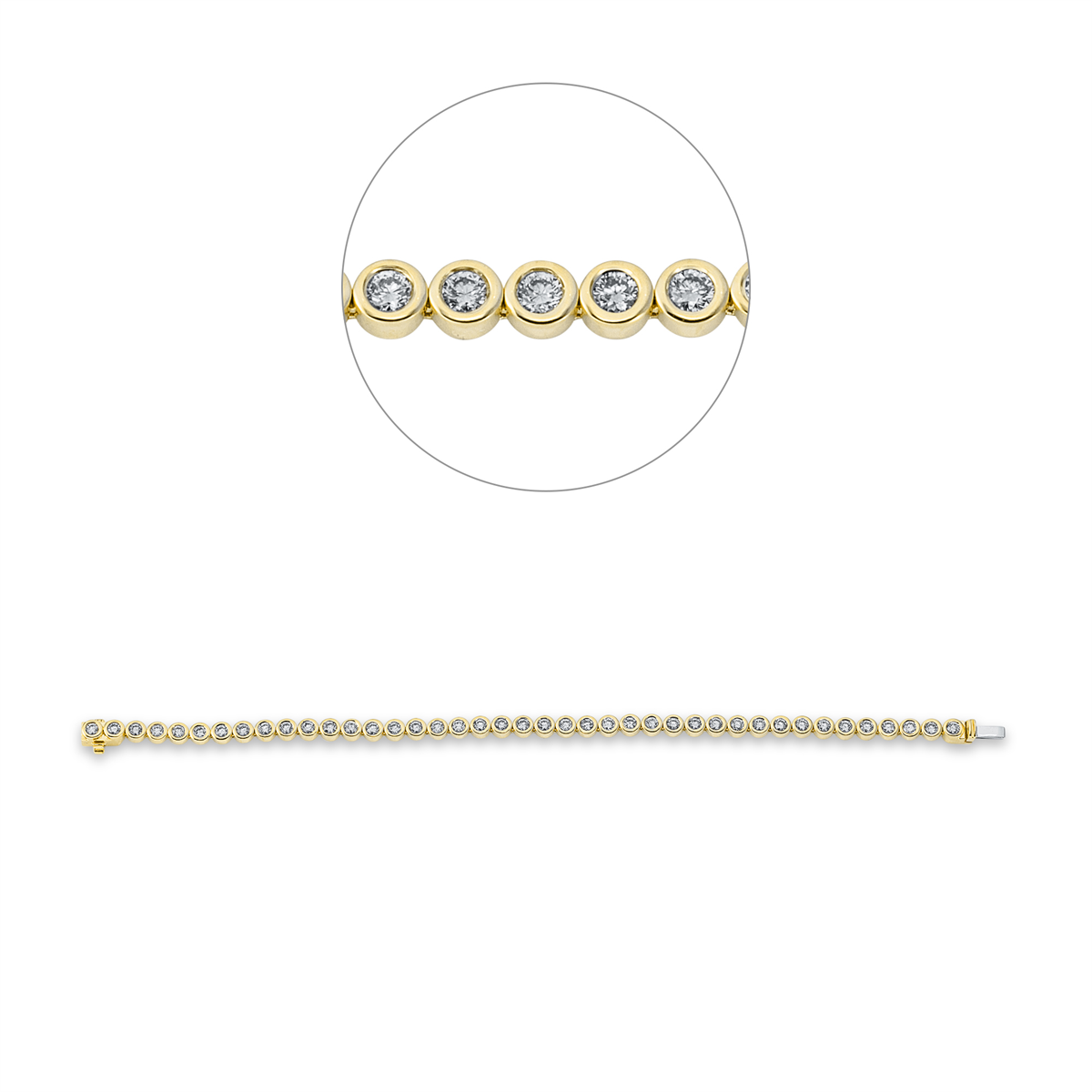 diamond full cut  tennis bracelet bracelet in yellow gold