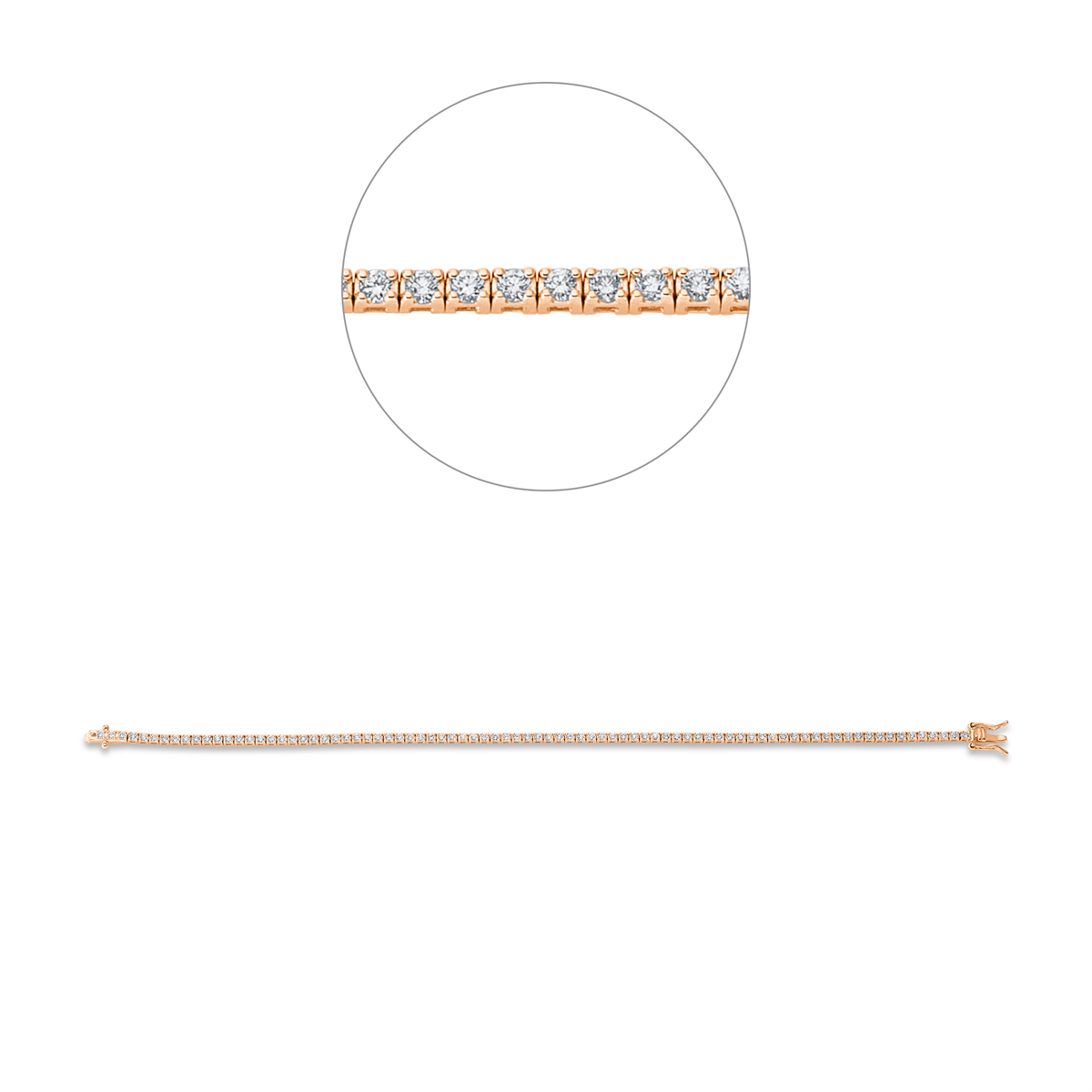 diamond full cut  tennis bracelet bracelet in red gold