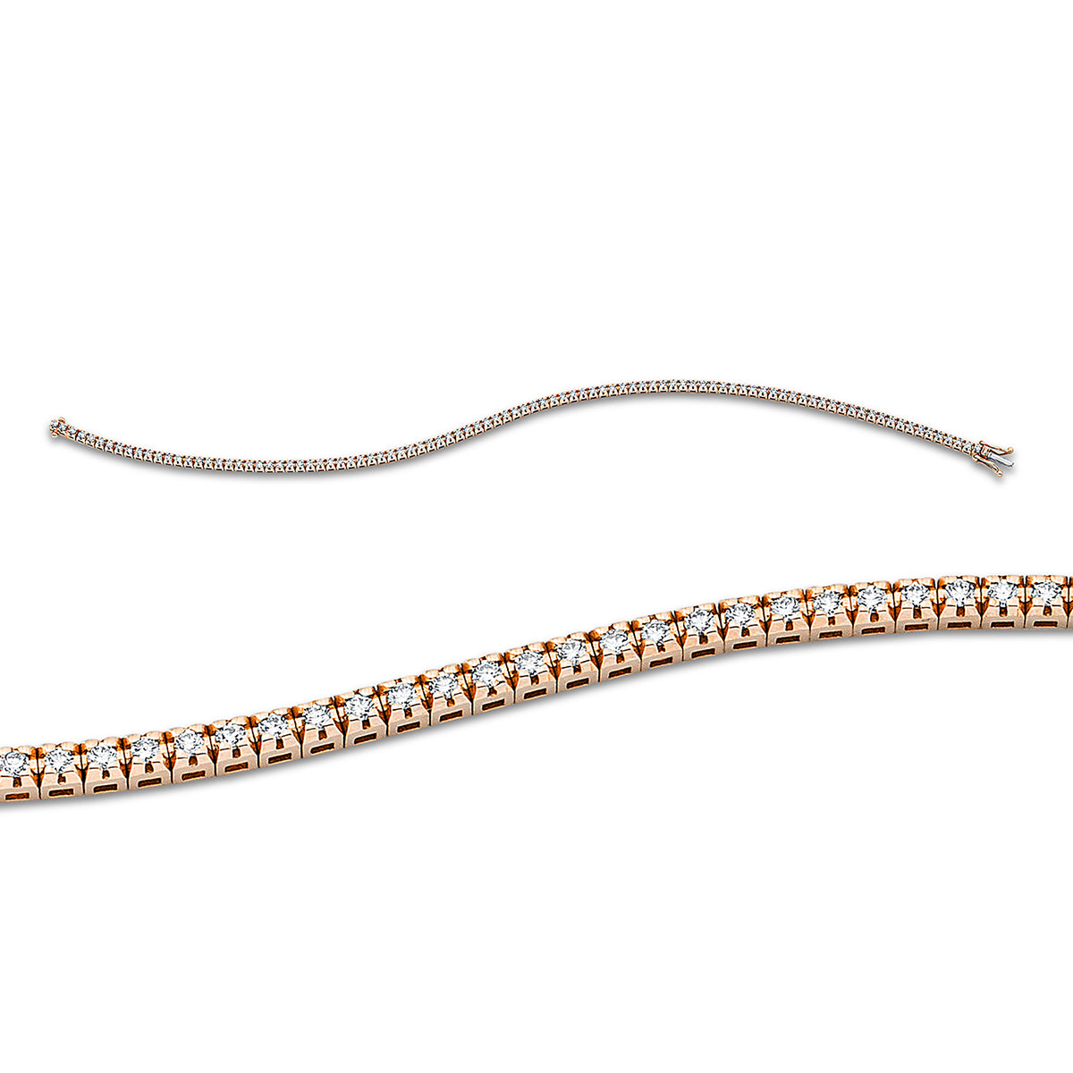diamond full cut  tennis bracelet bracelet in red gold