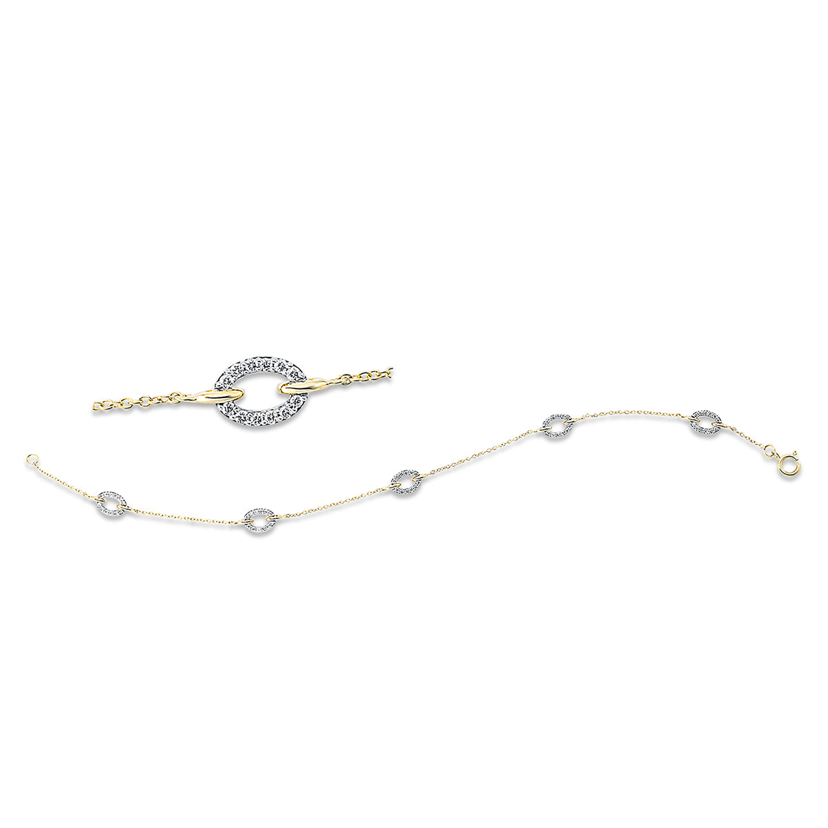 diamond full cut  multi-stone bracelet in yellow gold