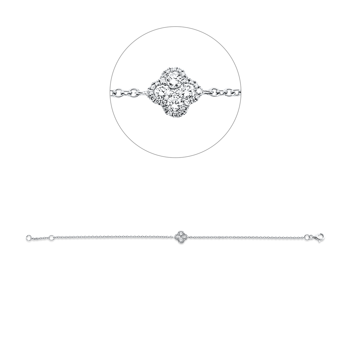 diamond full cut  modern woman bracelet in white gold