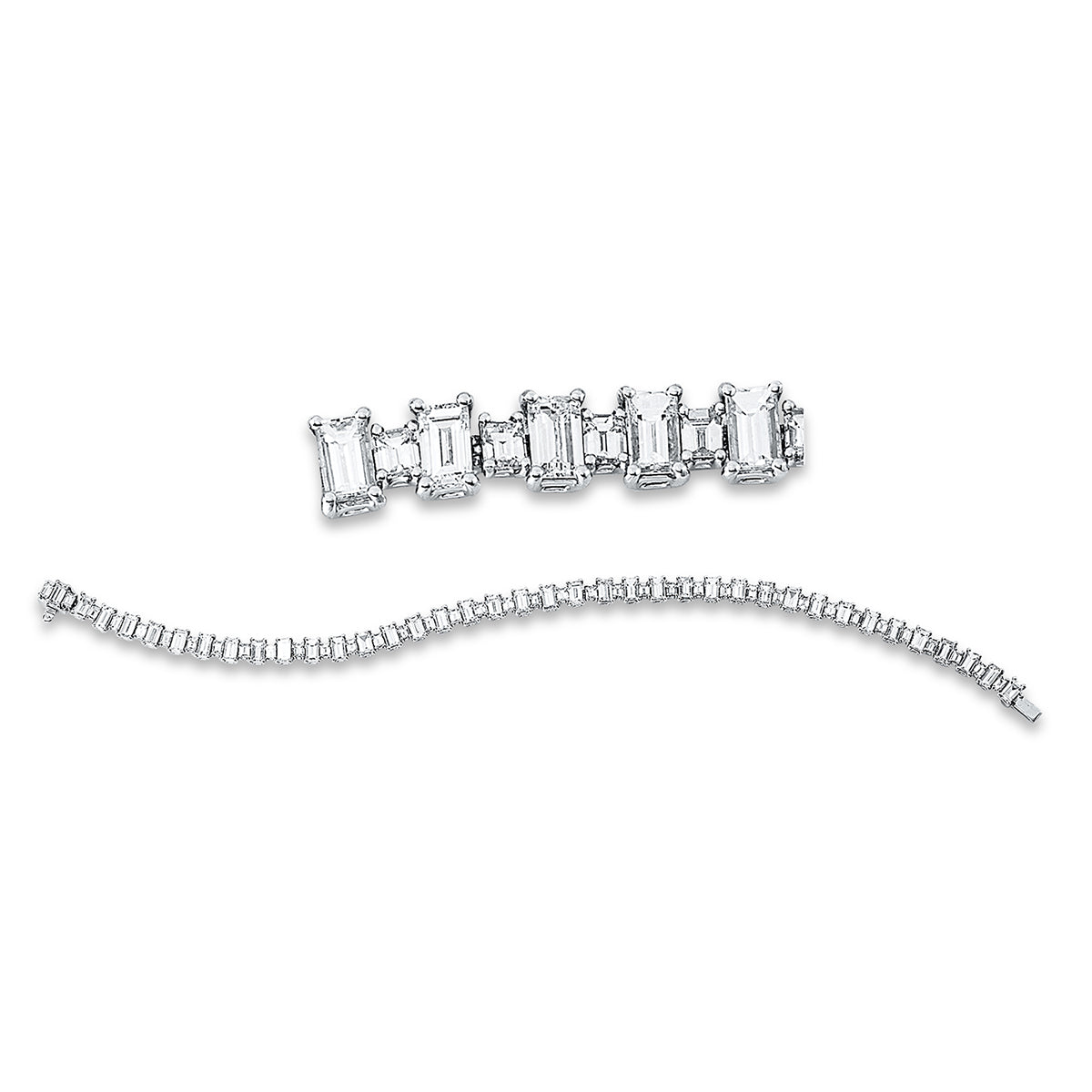 baguette  multi-stone bracelet in white gold
