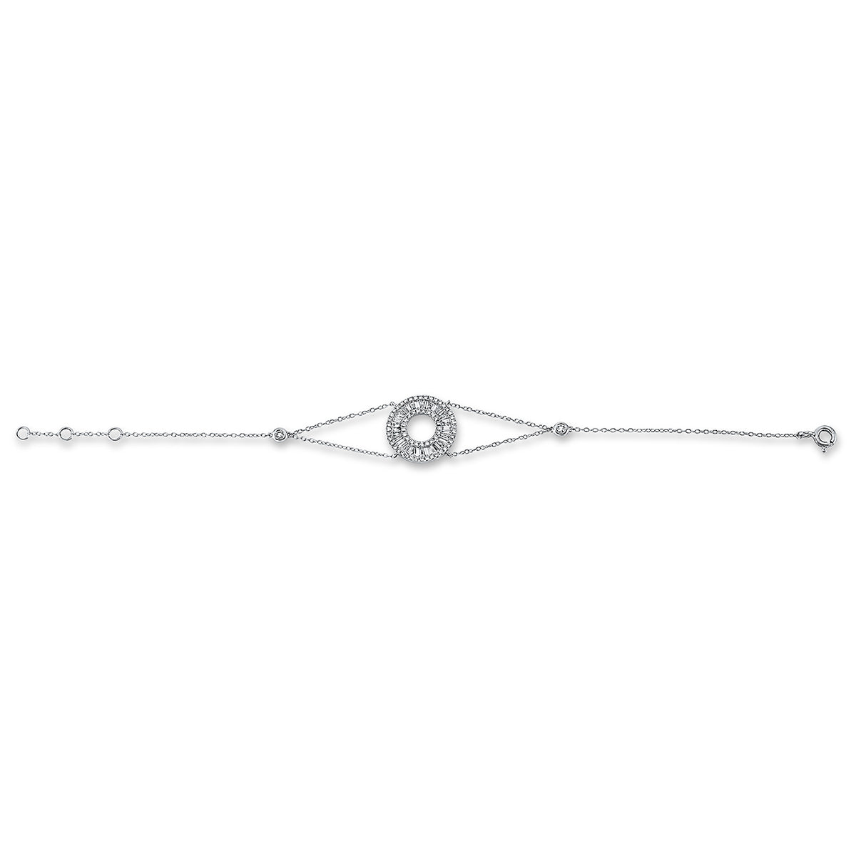 diamond full cut  baguette bracelet in white gold