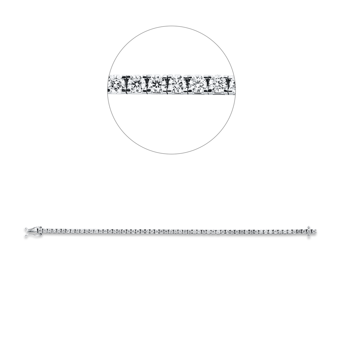 diamond full cut  tennis bracelet bracelet in white gold