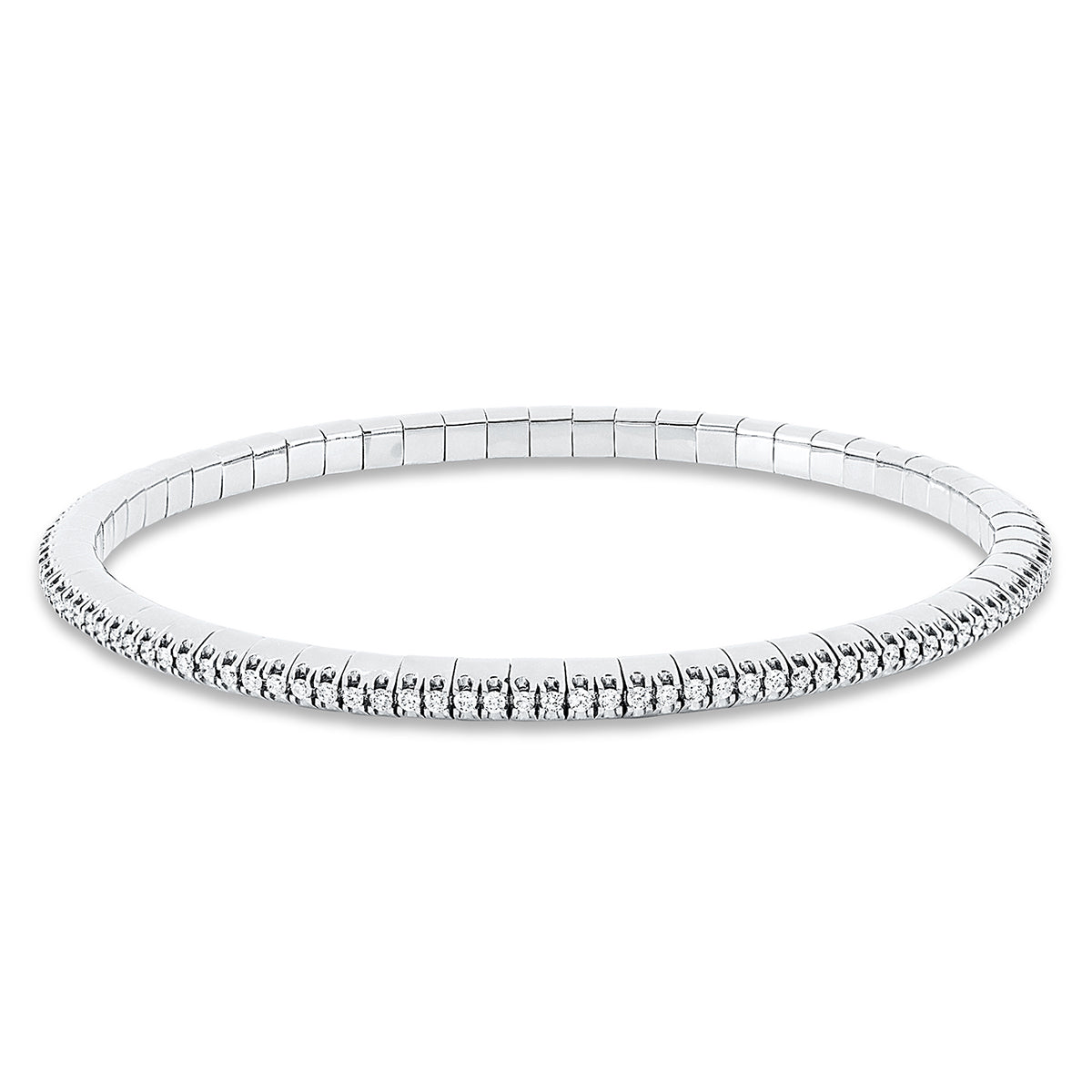 diamond full cut  flex bracelet in white gold